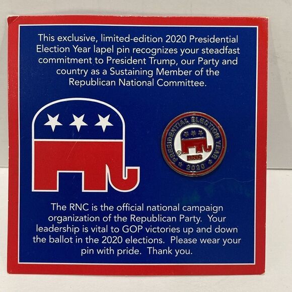 Presidential Election Year 2020 RNC Lapel Pin Elephant Red White Blue Trump - Picture 4 of 4